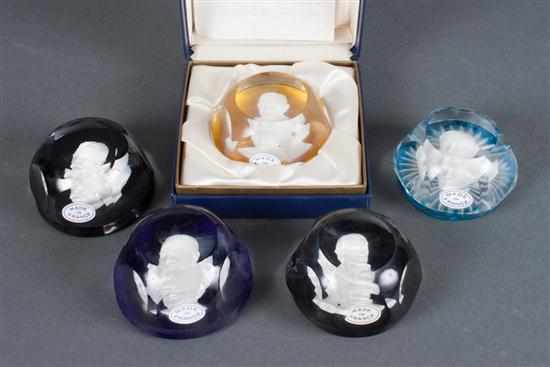 Appraisal: Eight Baccarat sulphide glass paperweights in original boxes paperweights include