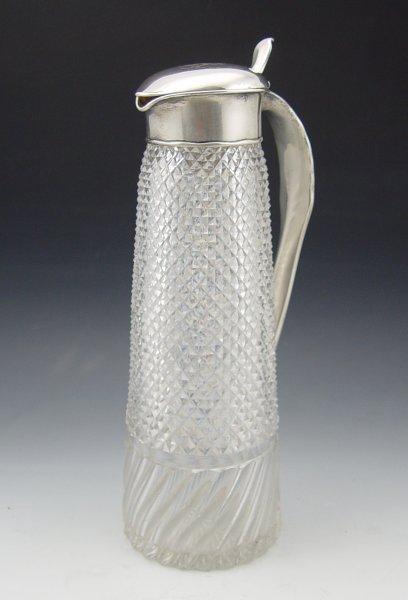 Appraisal: WHITING STERLING MOUNTED CUT GLASS DECANTER Whiting silver mounted hinged