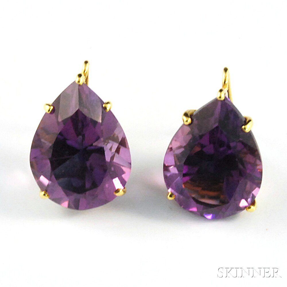 Appraisal: kt Gold and Amethyst Drop Earrings Paloma Picasso Tiffany Co