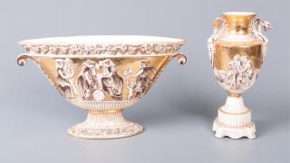 Appraisal: Capodimonte Center Piece Urn Matching Capodimonte centerpiece and urn with