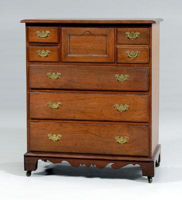 Appraisal: Pennsylvania Federal walnut chest bonnet chest with paneled central top