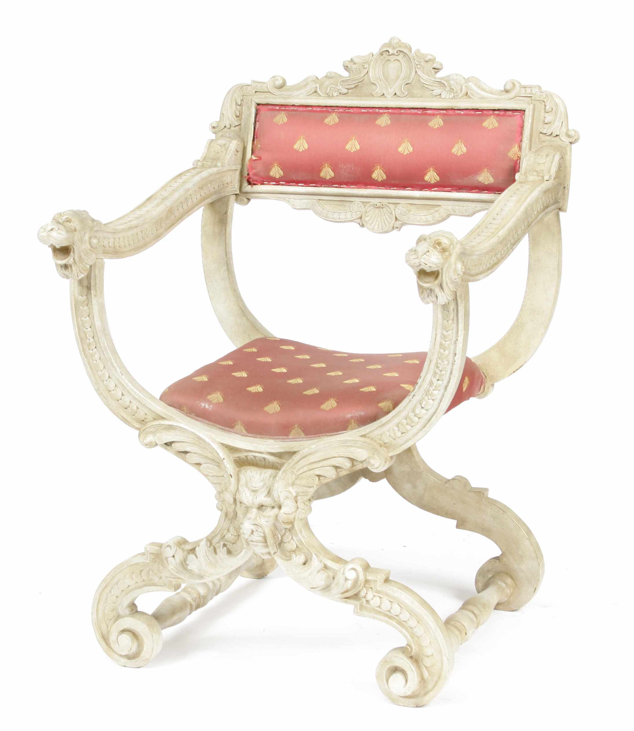 Appraisal: An Italian Baroque style paint decorated armchair height in width