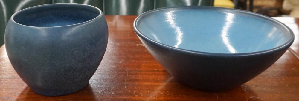 Appraisal: Marblehead Pottery Blue Glazed Pottery Bowl and Small Vase