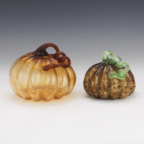 Appraisal: TWO MURANO ART GLASS PUMPKIN SCULPTURES Two Murano art glass