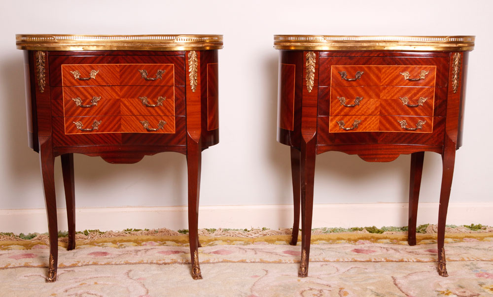 Appraisal: - Pair of French Marble Top Side Tables Pair of