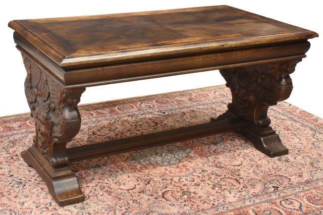 Appraisal: Carved oak library table desk late th early th c