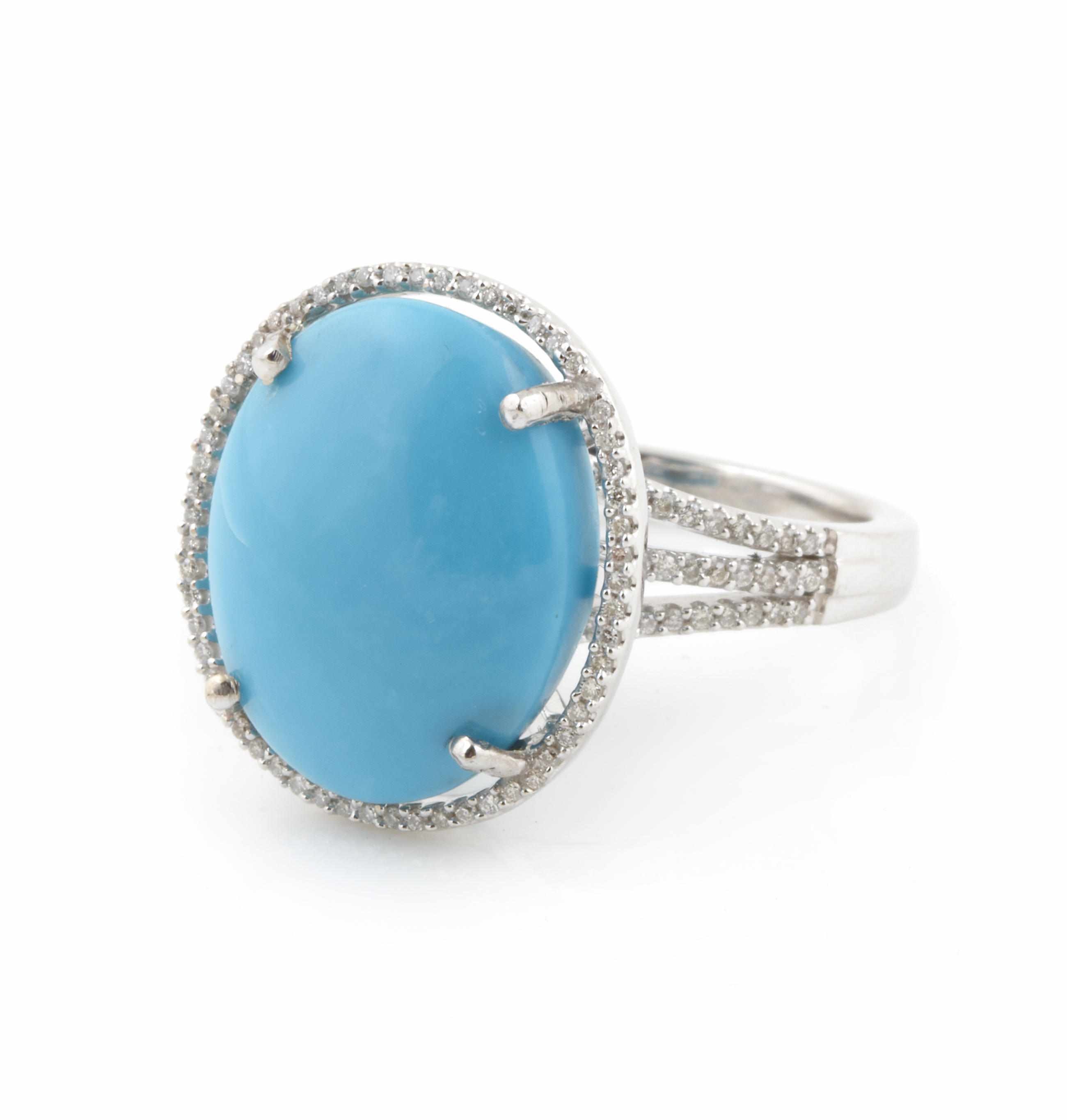 Appraisal: A turquoise diamond and k white gold ring size