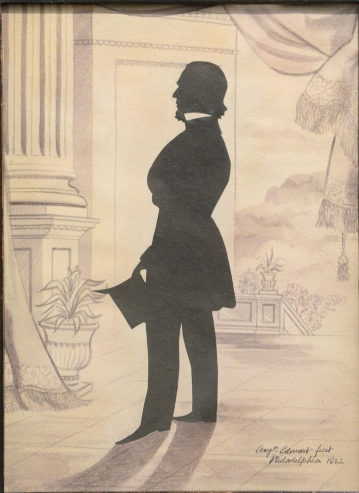 Appraisal: Auguste Edouart - Silhouette Cutout of a man standing with