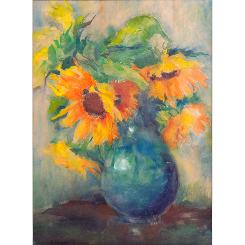 Appraisal: Abbott F Graves American - Still Life with Sunflowers watercolor