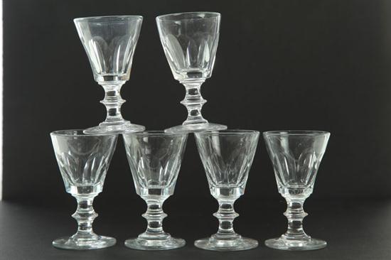 Appraisal: SIX WINE GLASSES Probably England th century Clear glass with