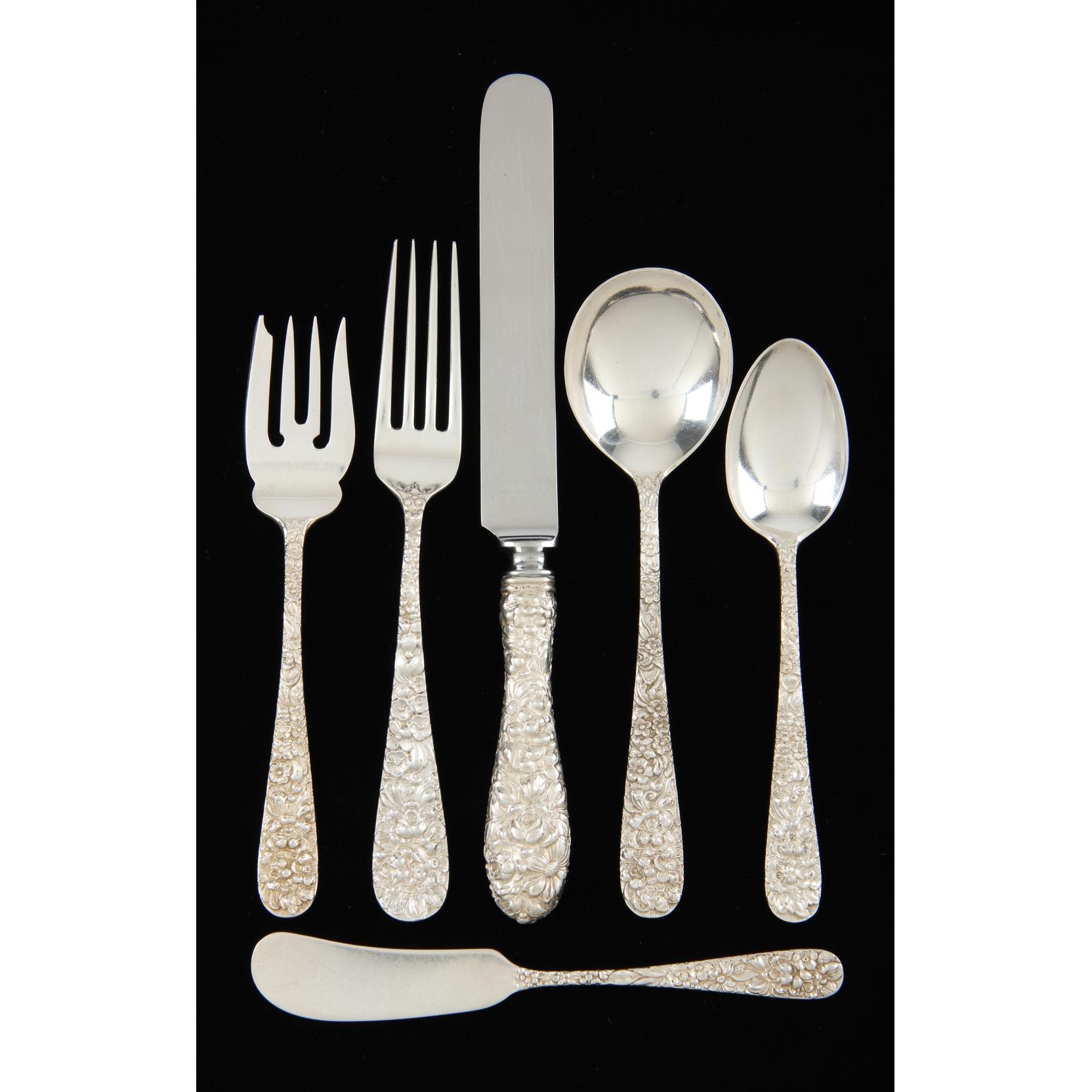 Appraisal: Stieff Rose Sterling Silver Flatware Service pieces including knives in