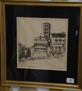 Appraisal: Ernest Roth - etching Arezzo Piazza Vasari pencil signed lower