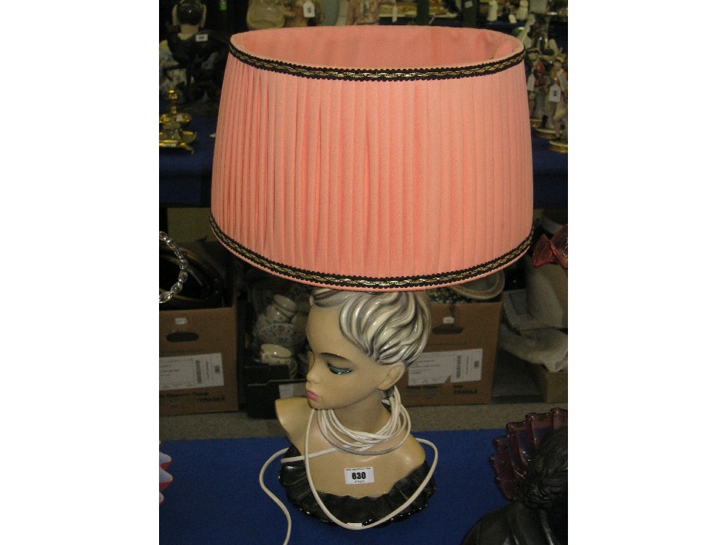 Appraisal: Stylish s figural lamp some def