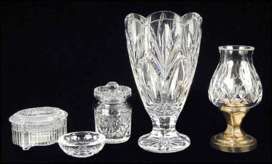 Appraisal: GROUP OF WATERFORD CRYSTAL DECORATIVE ITEMS Comprised of a votive