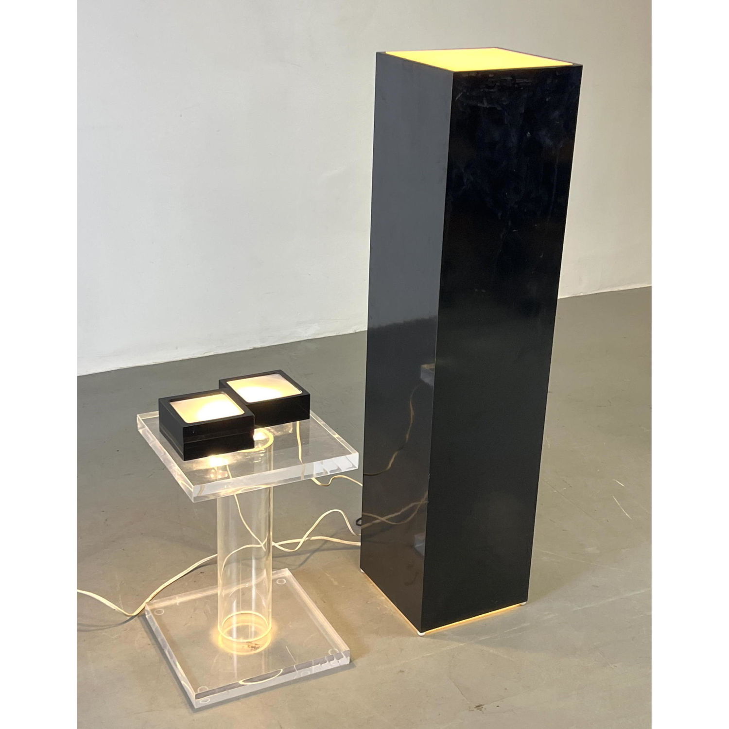 Appraisal: Lighted Pedestal with Small Lighted Display Pedestals Lucite Pedestal Dimensions