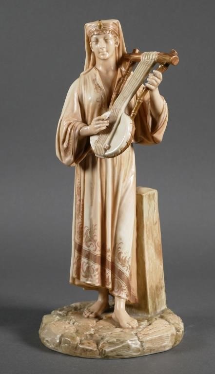 Appraisal: Circa Royal Worcester porcelain figurine of musician features a man