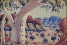 Appraisal: Oscar Namatjira - Untitled watercolour signed 'Oscar Namatjira' lower right