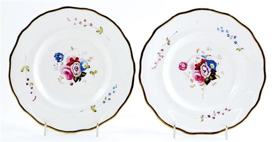 Appraisal: Set English porcelain botanical plates circa gilt scalloped rim with