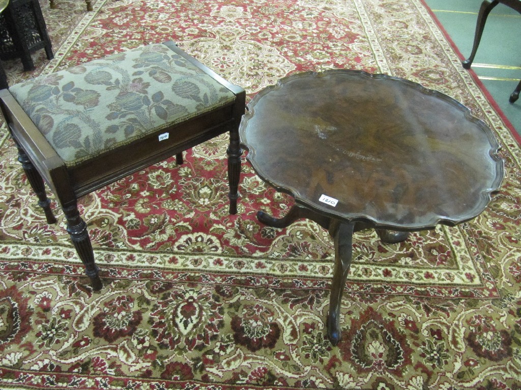 Appraisal: Mahogany snaptop table and a piano stool