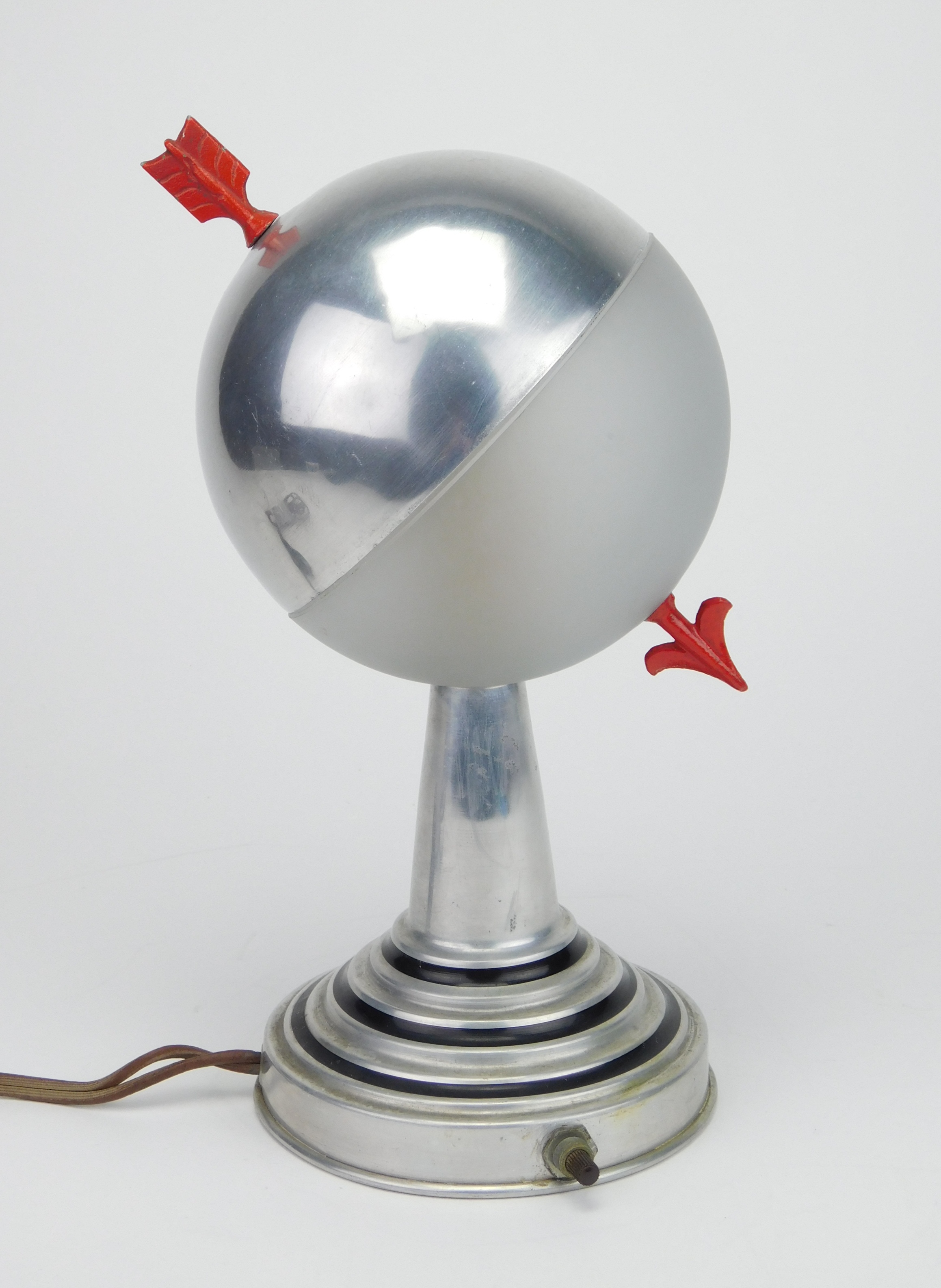 Appraisal: Art Deco ball and arrow table lamp aluminum lamp base