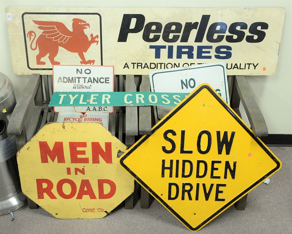 Appraisal: Group of nine street scenes Peerless Tires High Voltage Men