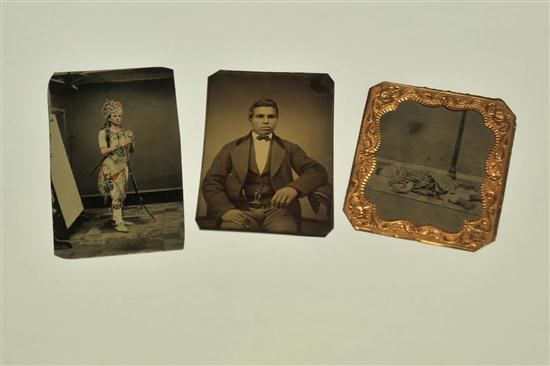 Appraisal: THREE TINTYPE POTRAITS American rd quarter- th century Unique hand