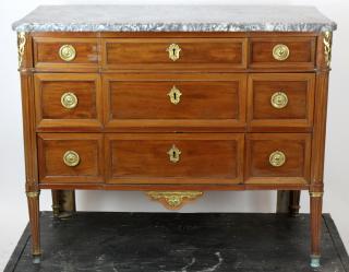 Appraisal: French Louis XVI commode in mahogany with marble top on