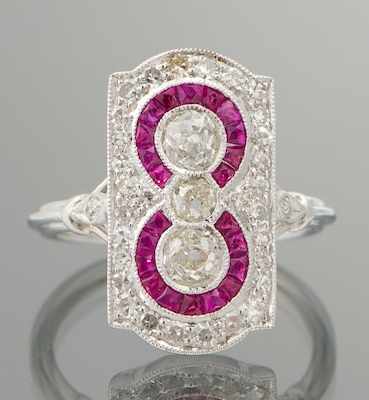 Appraisal: A Ladies' Ruby and Old Mine Cut Diamond Ring k