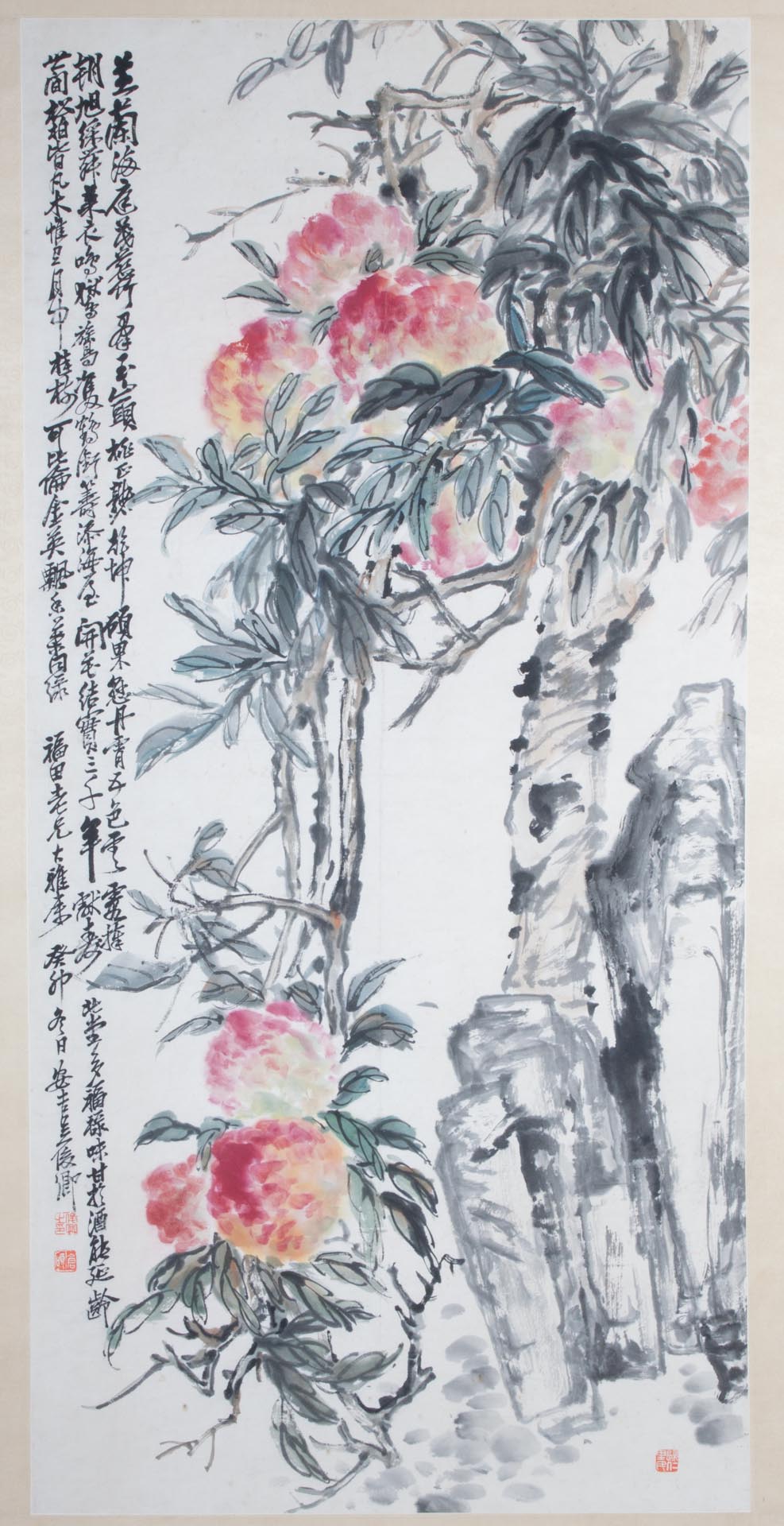 Appraisal: Chinese School th c Peach Blossoms ink and color on