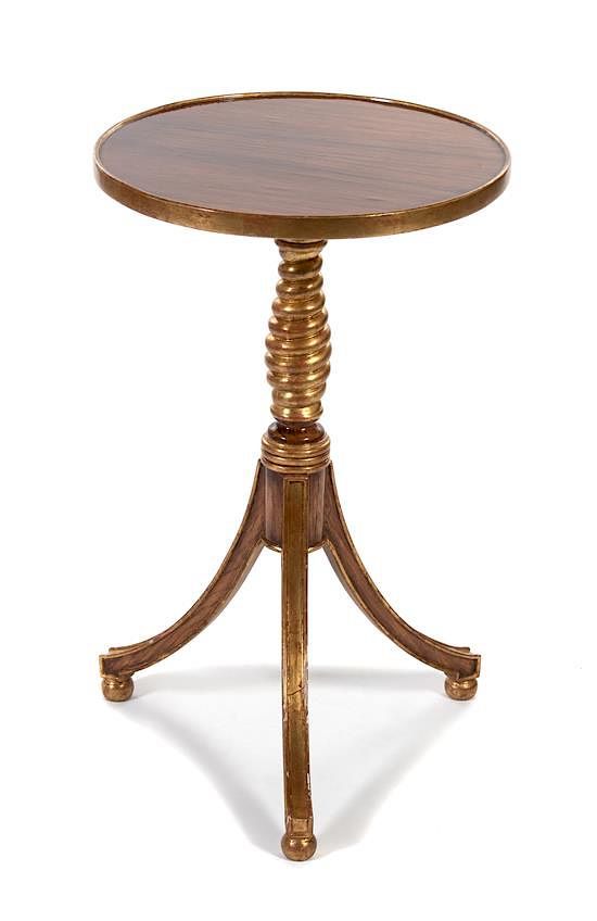 Appraisal: A Regency Style Parcel-Gilt and Grain-Painted Tripod Table A Regency