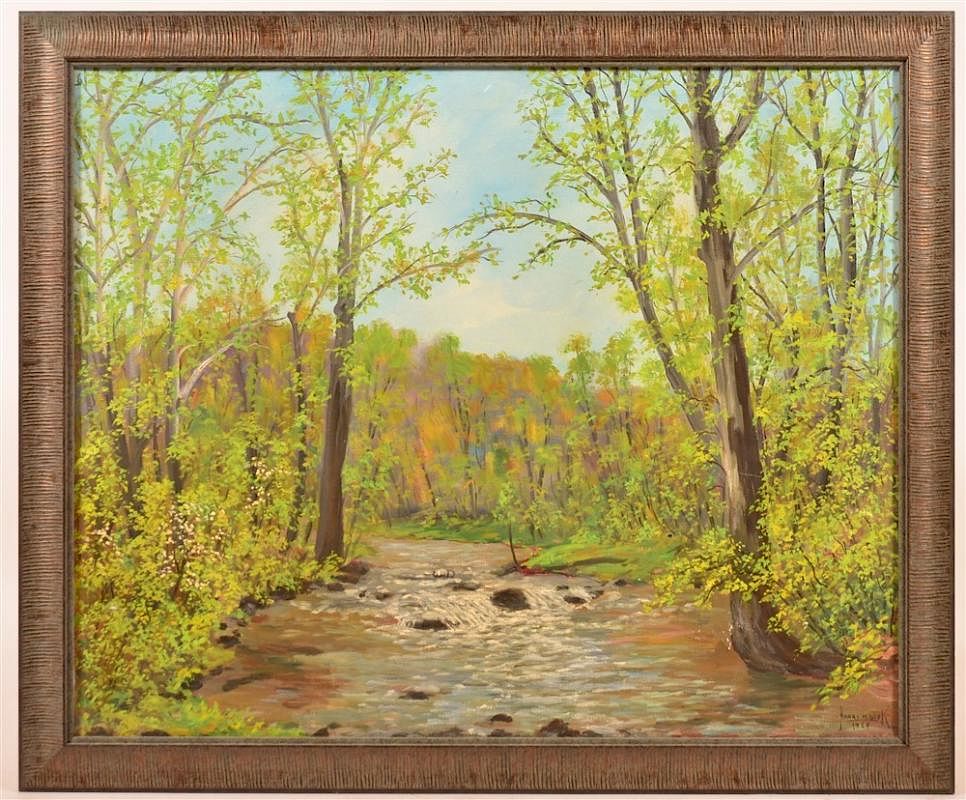 Appraisal: Harry M Book Stream and woodland painting Harry M Book