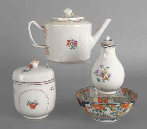 Appraisal: Chinese export porcelain teapot sugar and creamer together with an