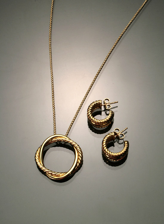 Appraisal: -Karat Yellow-Gold Three-Piece Assembled Ensemble David Yurman Retailed by Bailey