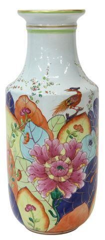 Appraisal: Mottahedeh hand-painted porcelain vase th c in tobacco leaf pattern