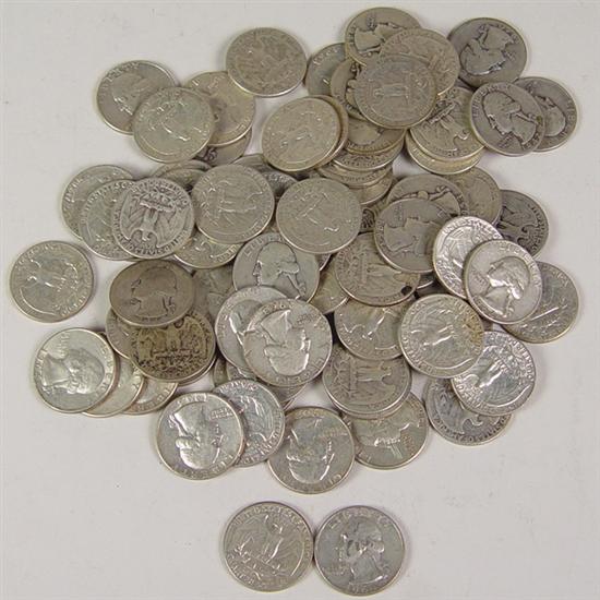 Appraisal: Two Rolls of Silver Washington Quarters Dates mostly - in