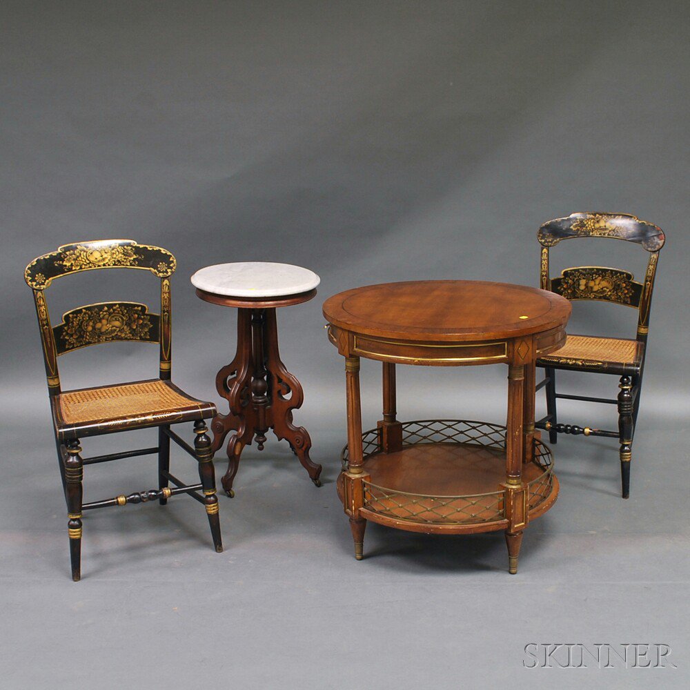 Appraisal: Group of Assorted Furniture a pair of painted and stencil-decorated