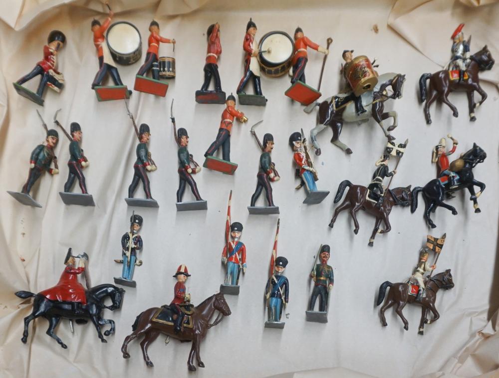 Appraisal: Collection of Twenty-Four Painted Lead and Plastic European Soldiers Few