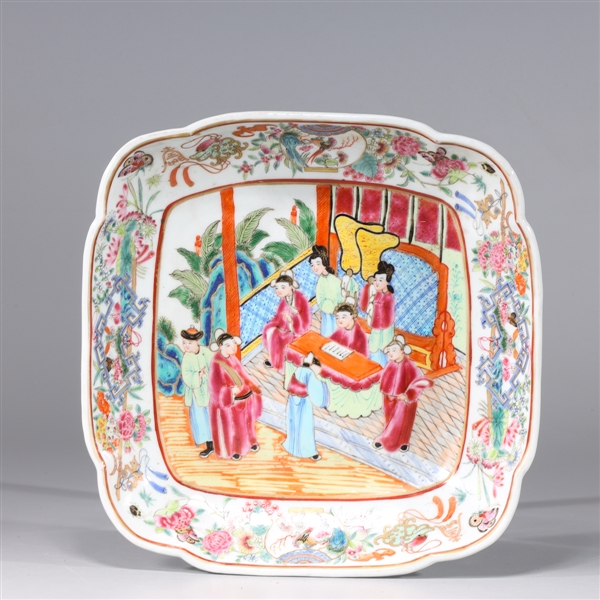 Appraisal: Chinese export style famille rose enameled porcelain dish with allover