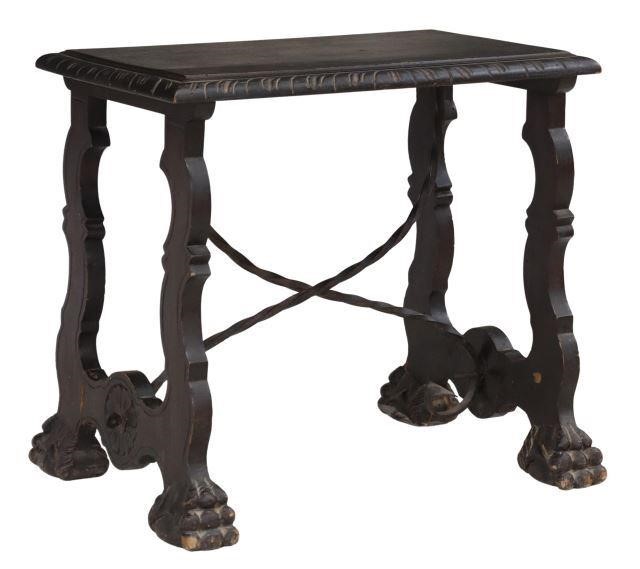 Appraisal: Spanish Baroque style ebonized side table late th c having