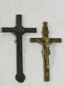 Appraisal: Two early th century brass crucifixes