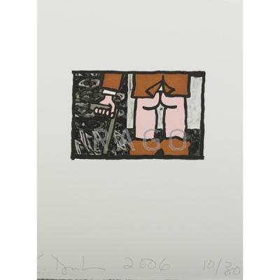 Appraisal: CARROLL DUNHAM American b Screenprint of a man with his