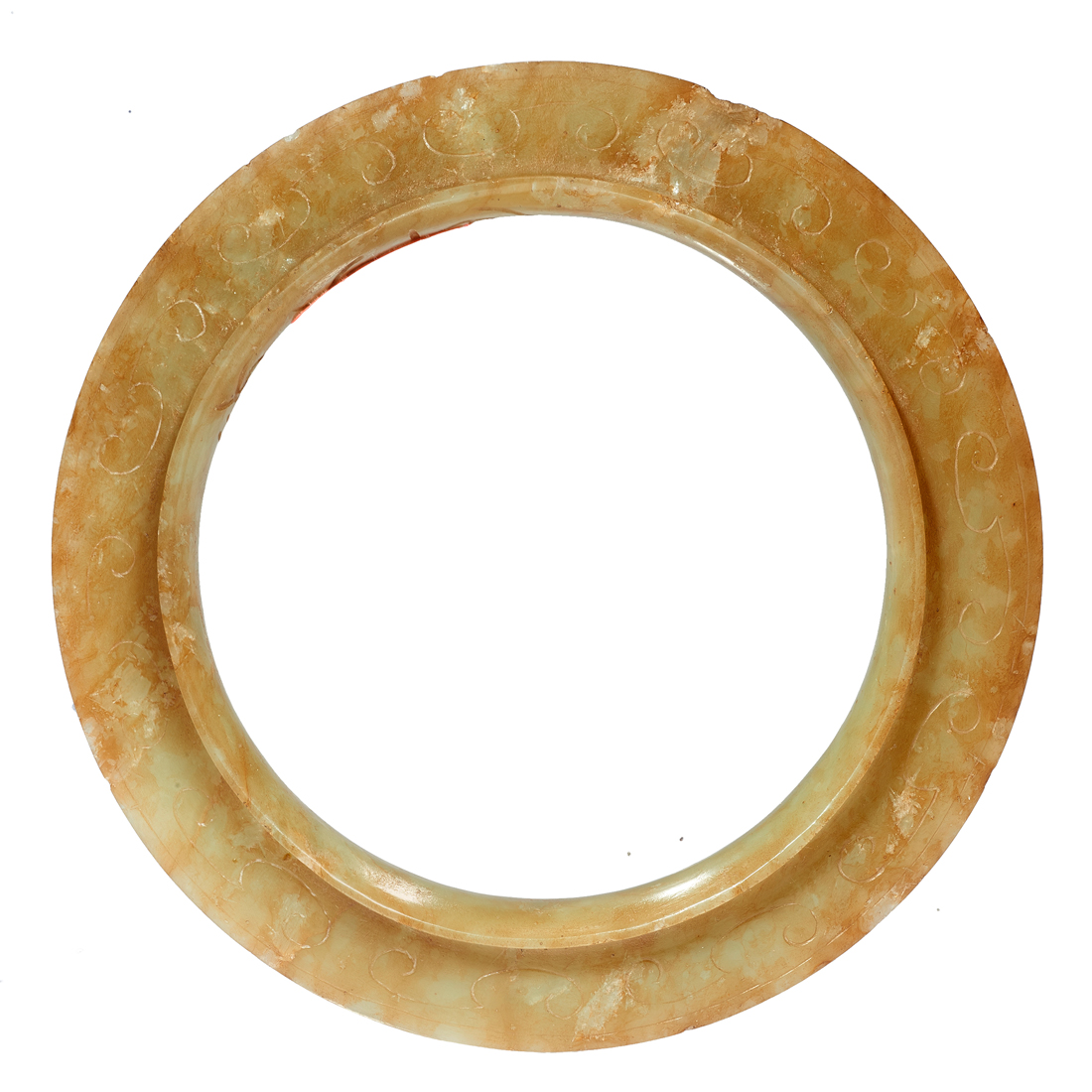 Appraisal: CHINESE ARCHAIC JADE BANGLE W Chinese archaic jade bangle the