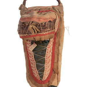 Appraisal: Apache Toy Cradle ca having a basketry visor and cotton