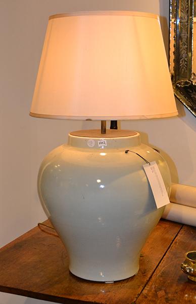 Appraisal: TWO LARGE CHINESE WHITE-GLAZED BALUSTER VASES converted to lamps each