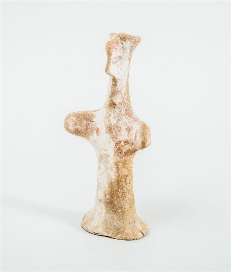 Appraisal: BOEOTIAN TERRACOTTA VOTIVE FIGURE Standing with outstretched arms traces of