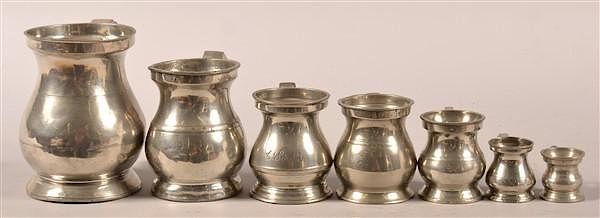 Appraisal: th th Cent Continental Pewter Measurers Assembled Set of th