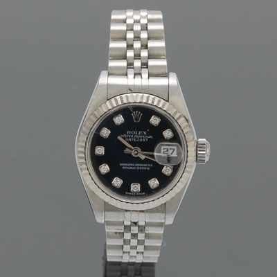 Appraisal: A Ladies' Rolex Oyster Perpetual Stainless Steel and Diamond Watch