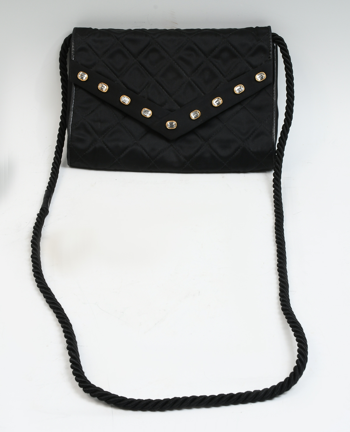 Appraisal: - BLACK CHANEL EVENING SHOULDER BAG WITH CRYSTALS Timeless and