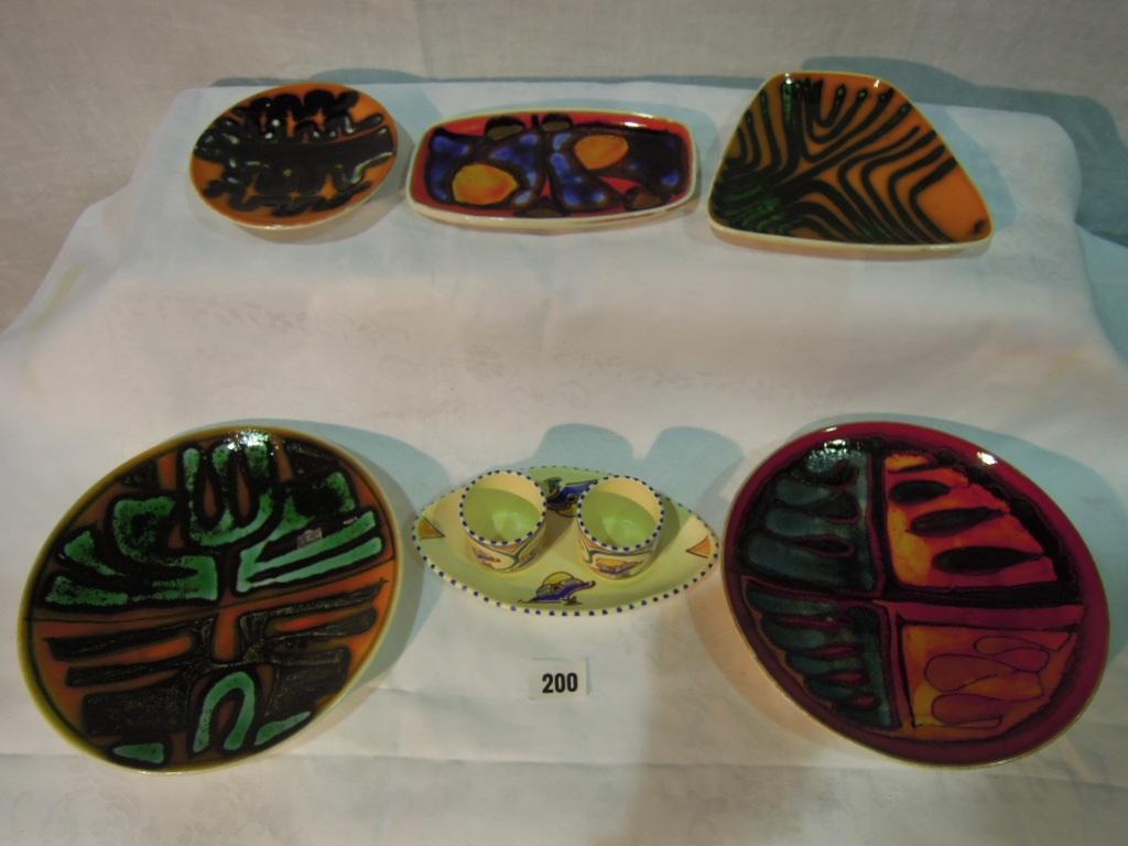 Appraisal: A collection of Poole Pottery Delphis wares comprising a wedge