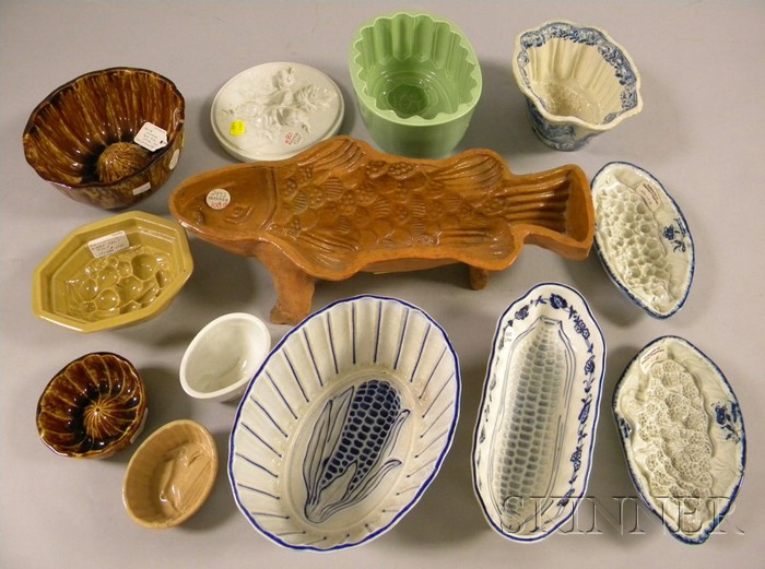 Appraisal: Thirteen Assorted Glazed and Cobalt Decorated Ceramic Culinary Molds including